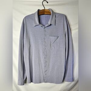 Lululemon Venture Button Down Shirt Mens Size 2XL Light Gray Casual Long Sleeve